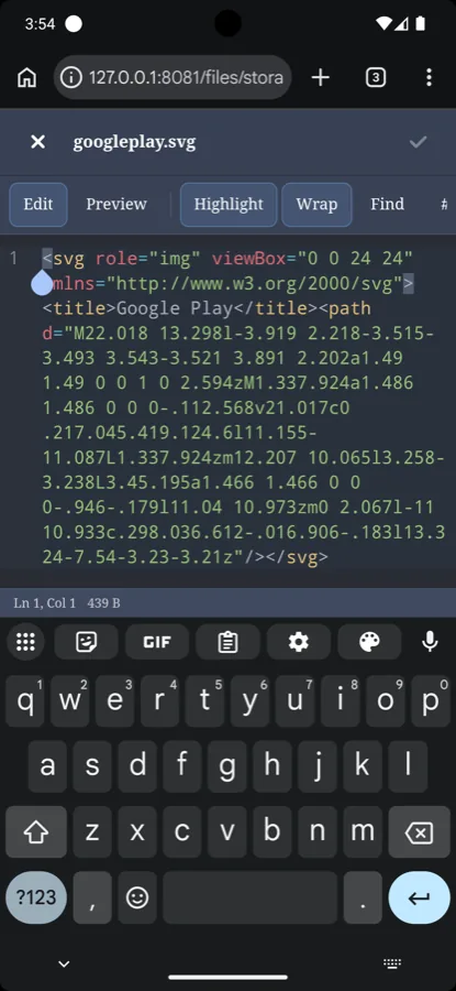 Built-in text editor in web client