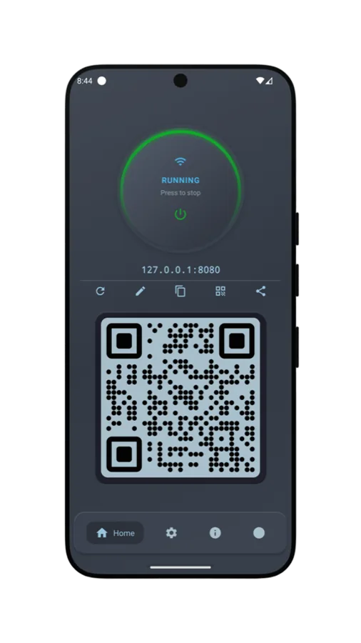 Server running with QR code
